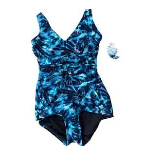 NWT, GABAR/Miraclesuit women's size 10; V Neck; supportive, modest